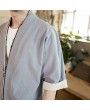 Japanese Patchwork Linen Loose Kimono Card Button Coats