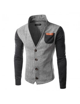 Casual Stylish Stand Collar Patchwork Chest Pockets Jackets for Men