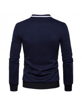Mens Stand Collar Zipper Up Design Sweatshirts Diamond Shape Patchwork Baseball Jacket