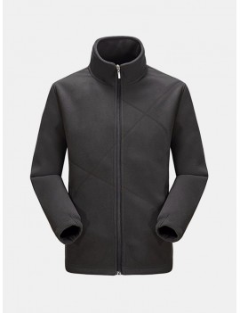 Men's poolar Fleece Lined Soft Warm Stand Collar Zipper Casual Jackets Outwears