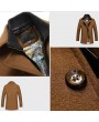 Dual Collar Winter Spring Business Casual Pockets Wool Coat for Men