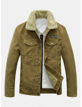 Military Style Winter Outdoor Corduroy Pockets Loose Thicken Jackets for Men