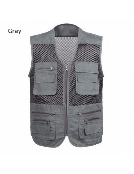 Mens Breathable Mesh Multifunctional Waistcoasts Quick Dry Outdoor Fishing Sleeveless Vests