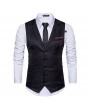 Mens Formal Fashion Business Suit Collar Vest Single Breasted Slim Fit Pure Color Waistcoats