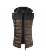 Mens Camo Patchwork Detachable Hooded Jacket Thickened Warm Casual Zipper Vest