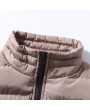 Mens Winter Thickened Warm Solid Color Stand Collar Fashion Slim Fit Casual Vest