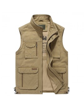 Plus Size Casual Outdoor Cotton Multi Functions Loose Vests for Men