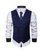 Men Business Solid Color Lapel Collar Single Breasted Vest
