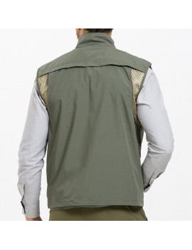 Mens Water-repellent Casual Vest Qiuck-dry Breathable Sleeveless Solid Color Sport Vest