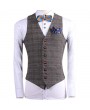 British Style Bussiness Casual Chest Single Pocket Checked Vest for Men