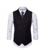 Mens Suit Double-breasted Lapel Sleeveless Business Casual Plain Vest