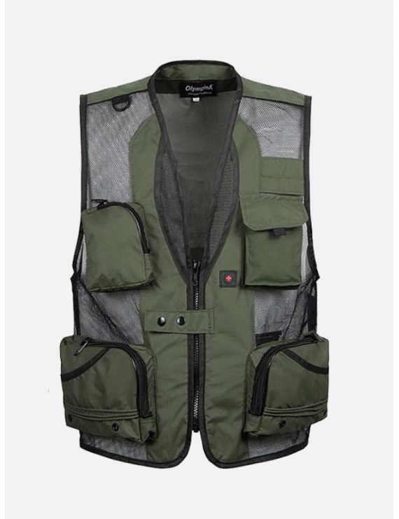 Outdoor Mesh Quick-Drying Multi-Pockets Fishing Photographic Loose Waistcoat For Men