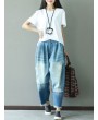 Patchwork Solid Color Ripped Harem Jeans For Women
