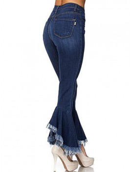 Vintage Stretchy Fringed Flare Jeans