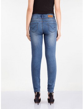 High Waist Solid Color Button Casual Jeans