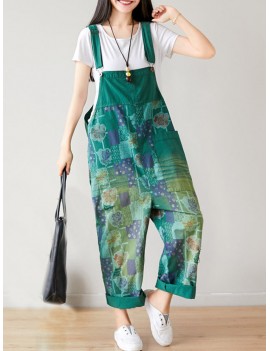 Geometric Patchwork Loose Casual Women Jumpsuits