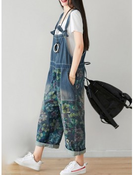 Vintage Printed Loose Wild Personality Casual Jumpsuits For Women
