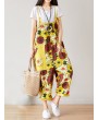 Casual Flower Printed Button Loose Wild Jumpsuits For Women