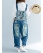 Casual Printed Patchwork Loose Pocket Autumn Women Jumpsuits
