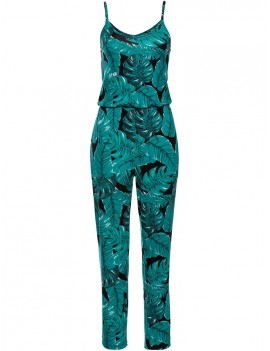 Women Casual Printed V-Neck Beach Jumpsuits