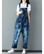 Casual Personality Plant Printed Double Pockets jumpsuits For Women