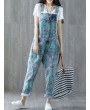 Casual Personality Plant Printed Double Pockets jumpsuits For Women
