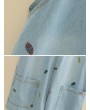 Casual Leaf Embroidered Strap Short Denim Pants
