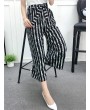 Casual Belted Bow Wide Leg Loose Striped Pants